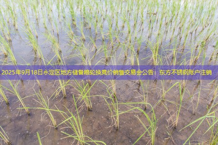 2025年9月18日永定区地方储备粮轮换竞价销售交易会公告：东方不锈钢账户注销